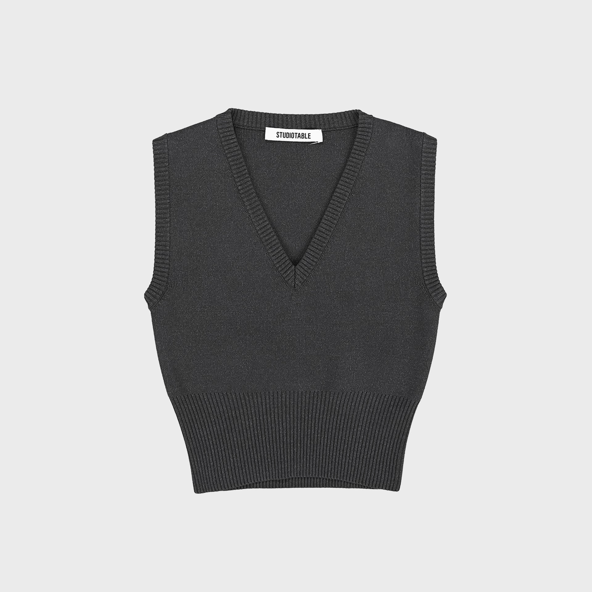 COTTON CROP NECK KNIT VEST