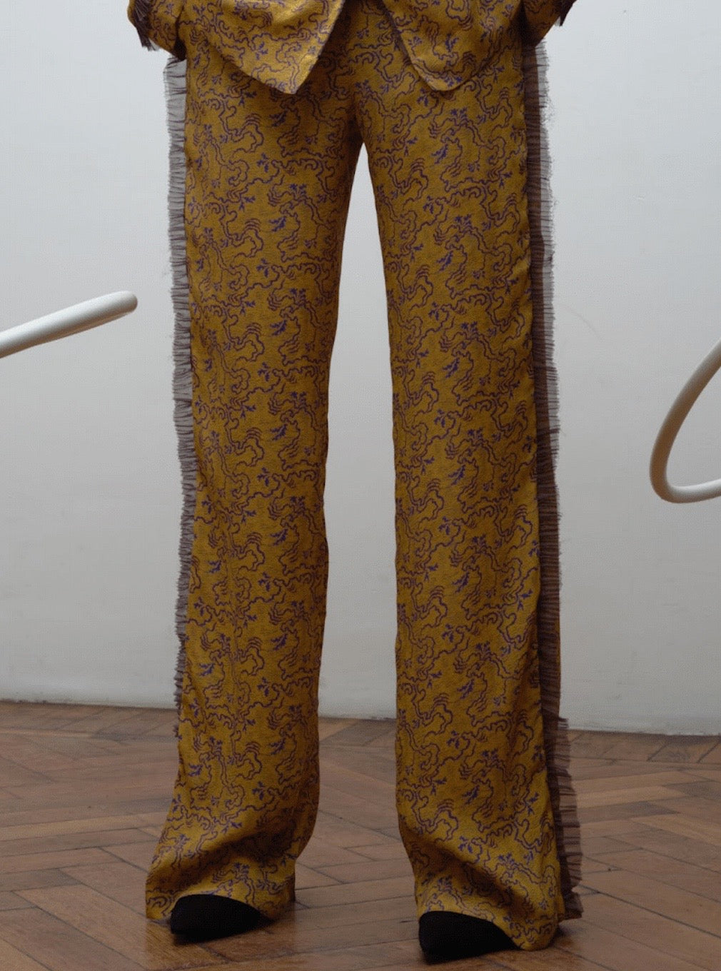 Abstract Pleated Pants [Yellow]