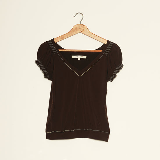 Brown Puff Sleeve Top