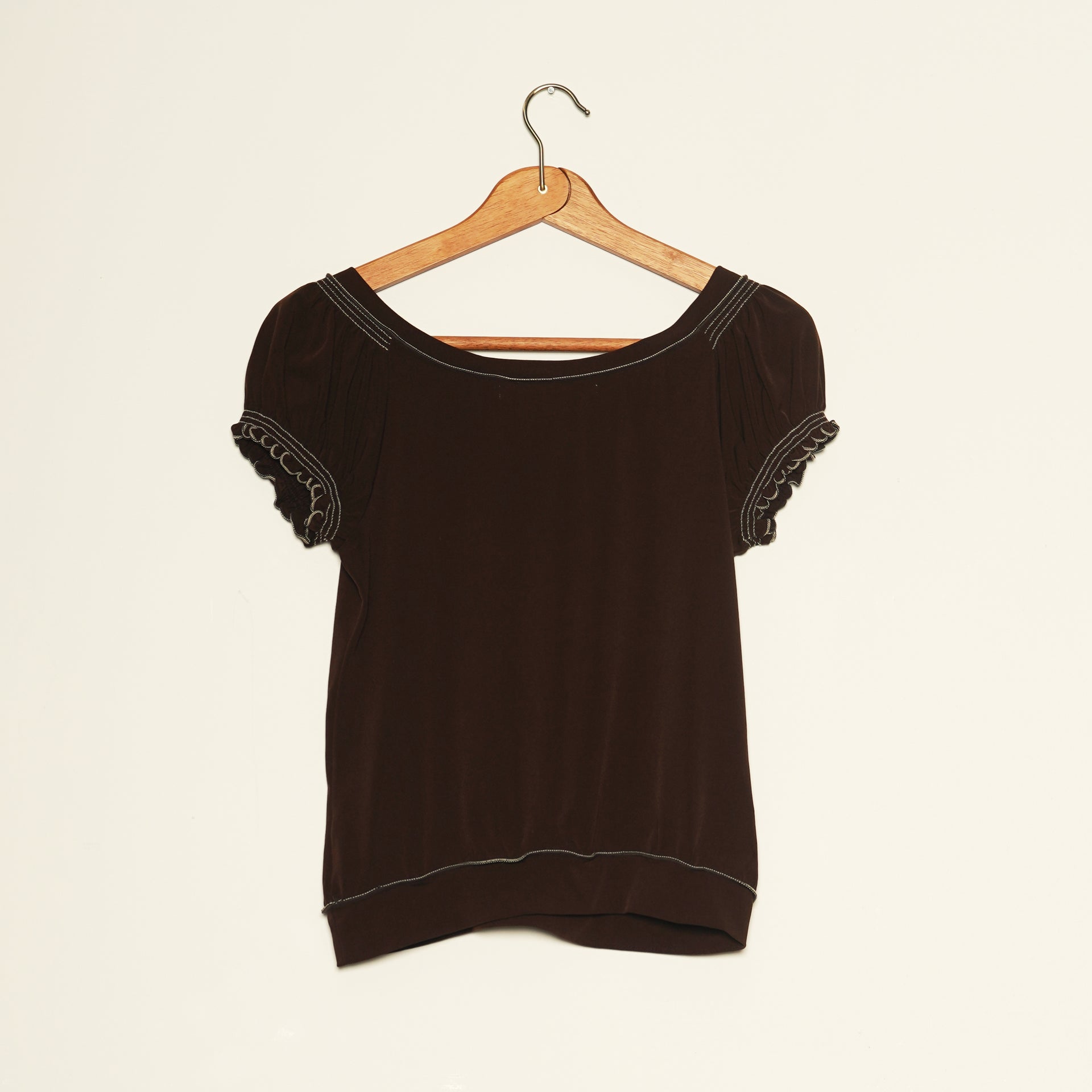 Brown Puff Sleeve Top