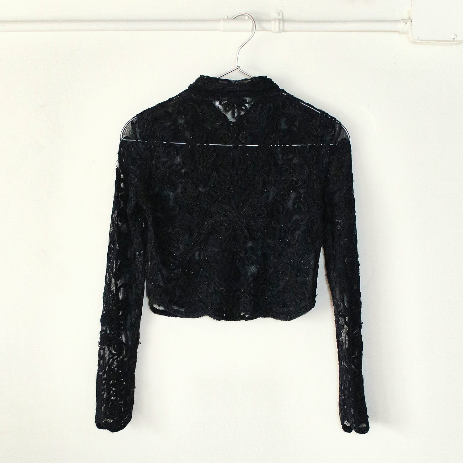 Black Lace Cropped Cardigan