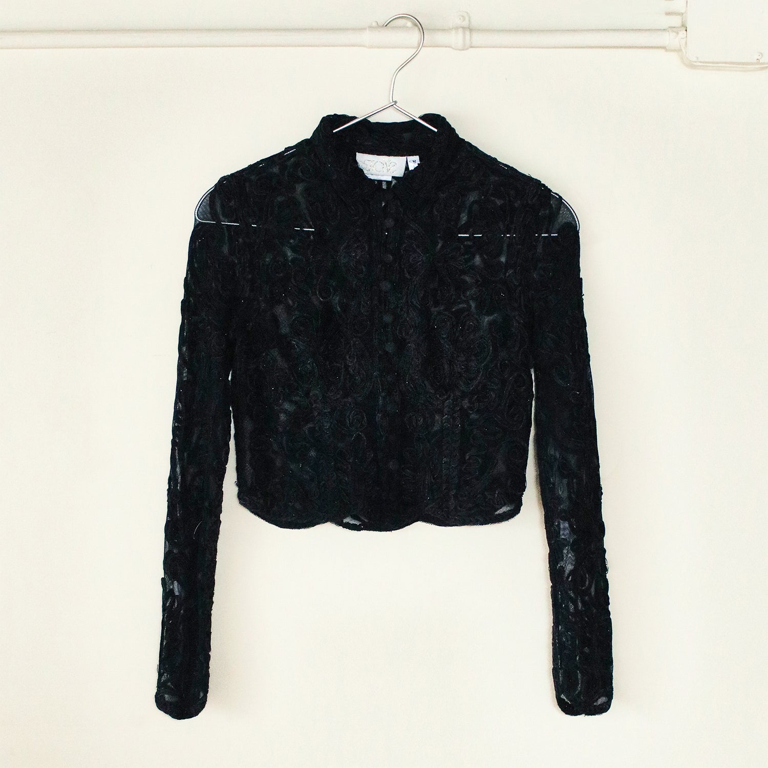 Black Lace Cropped Cardigan