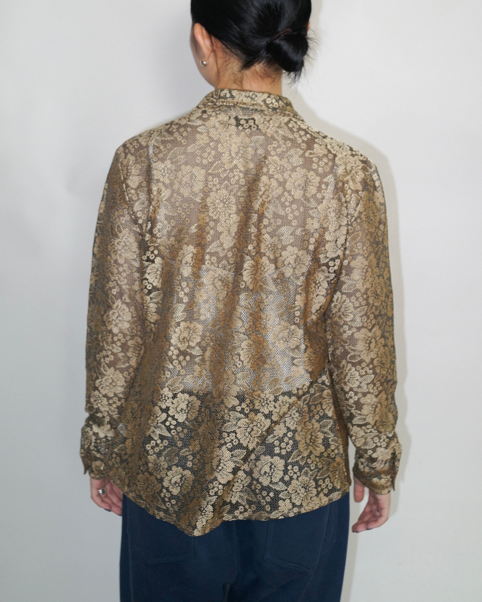 BLACK & BEIGE LACE SHIRT