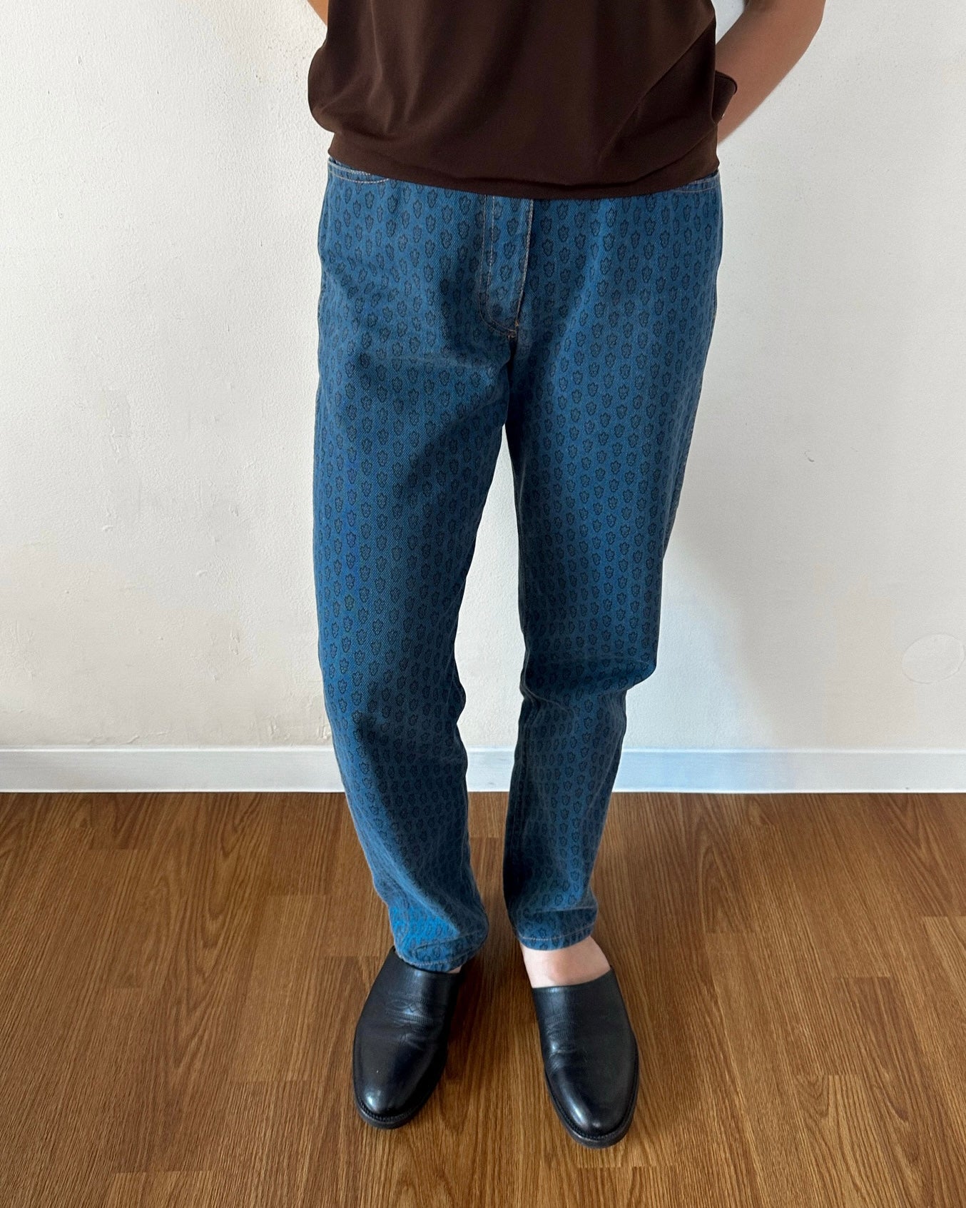 Patterned Dark Blue Jeans