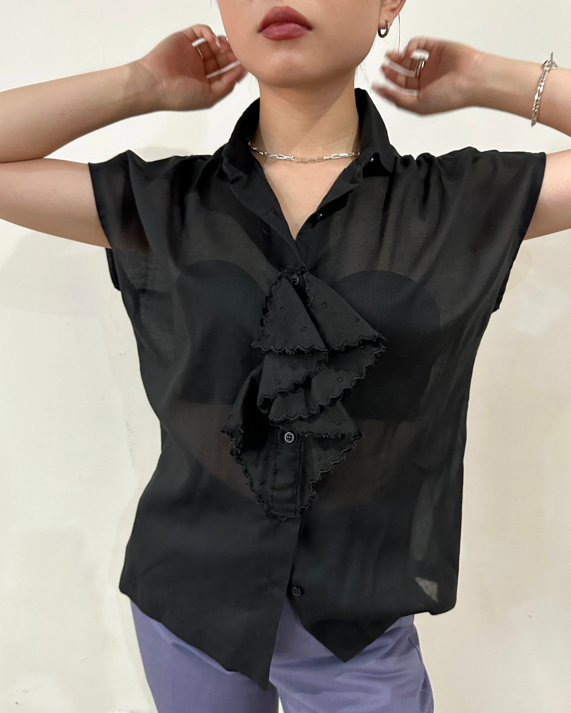 BLACK FRILL SHIRT