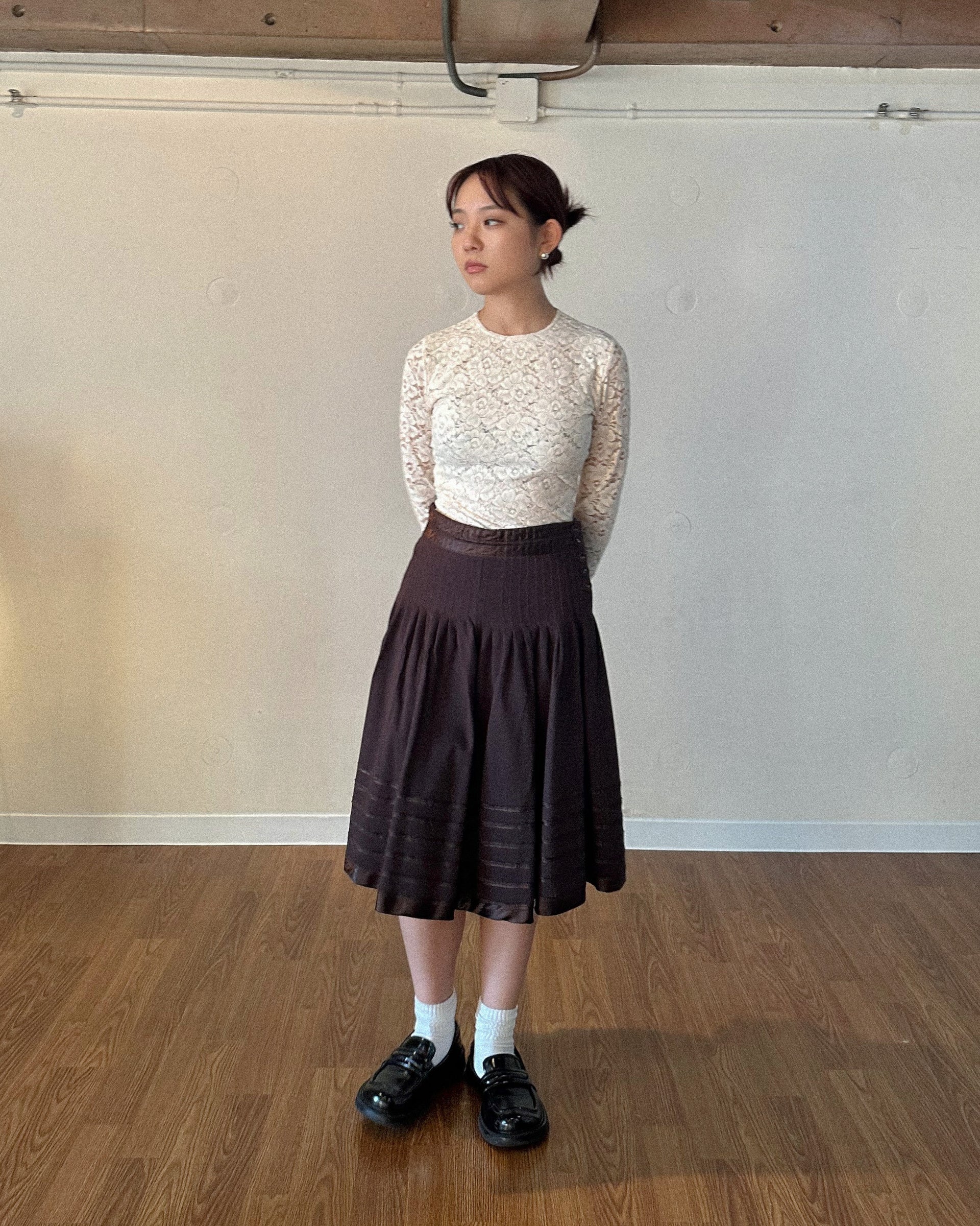 Brown Pleated Skirt