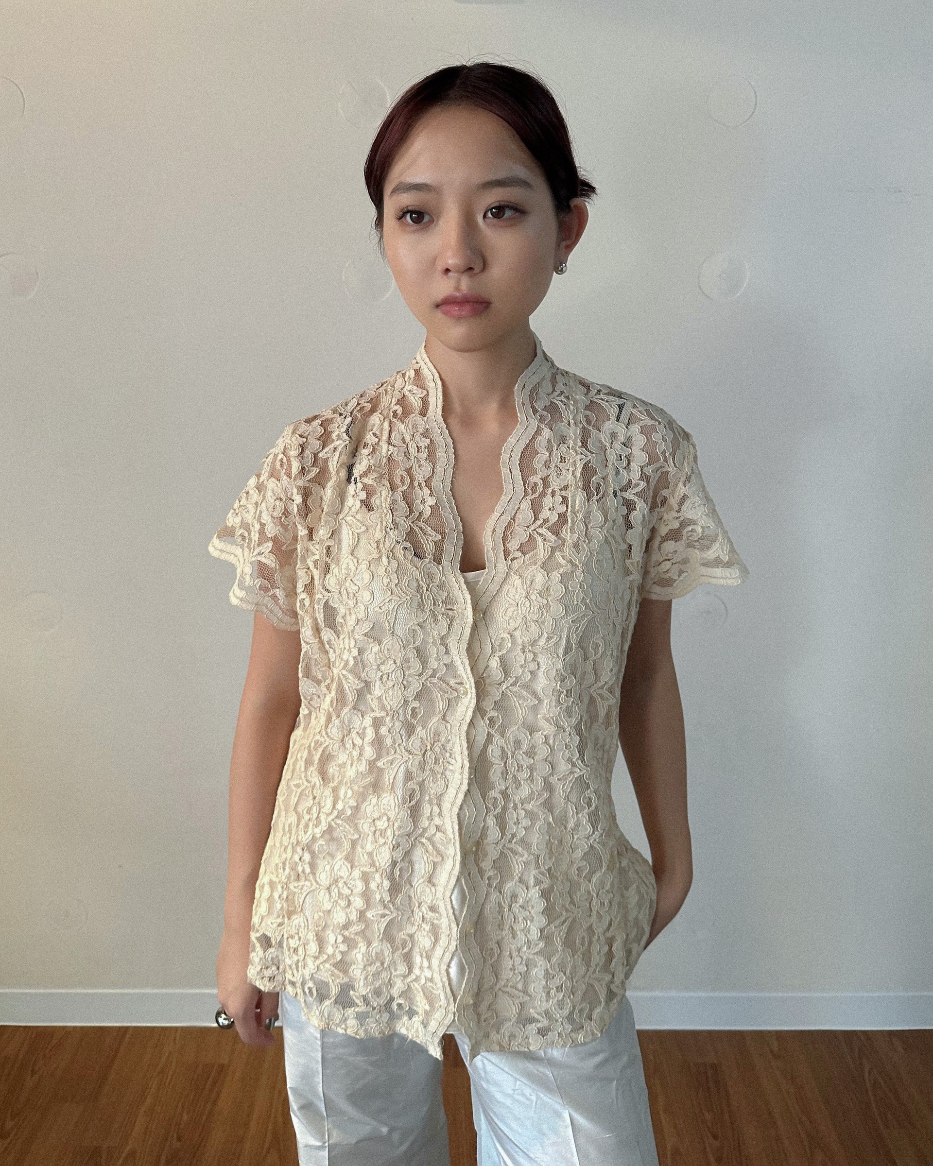 Short Sleeved Laced Cardigan