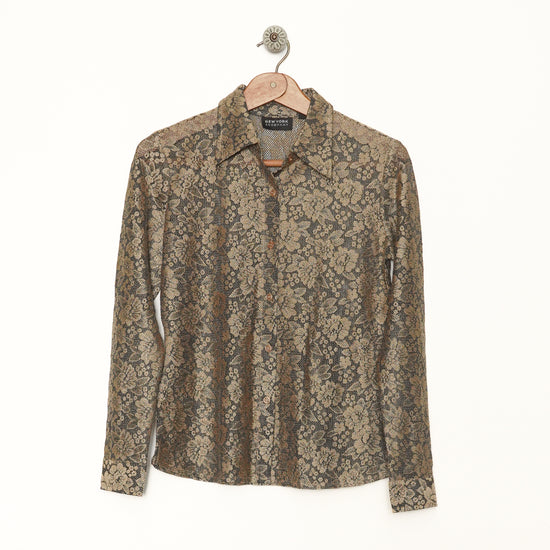 BLACK & BEIGE LACE SHIRT