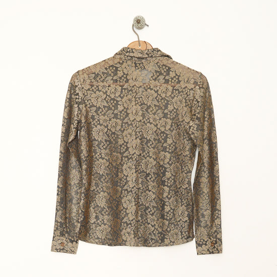 BLACK & BEIGE LACE SHIRT