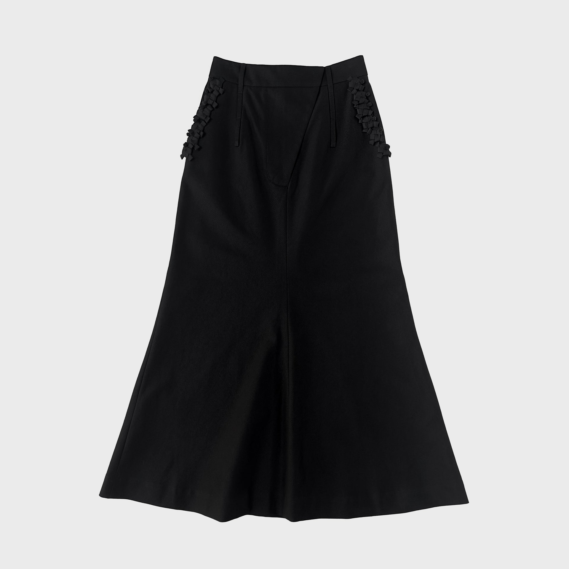 Decorative Flared Maxi Skirt [Black]