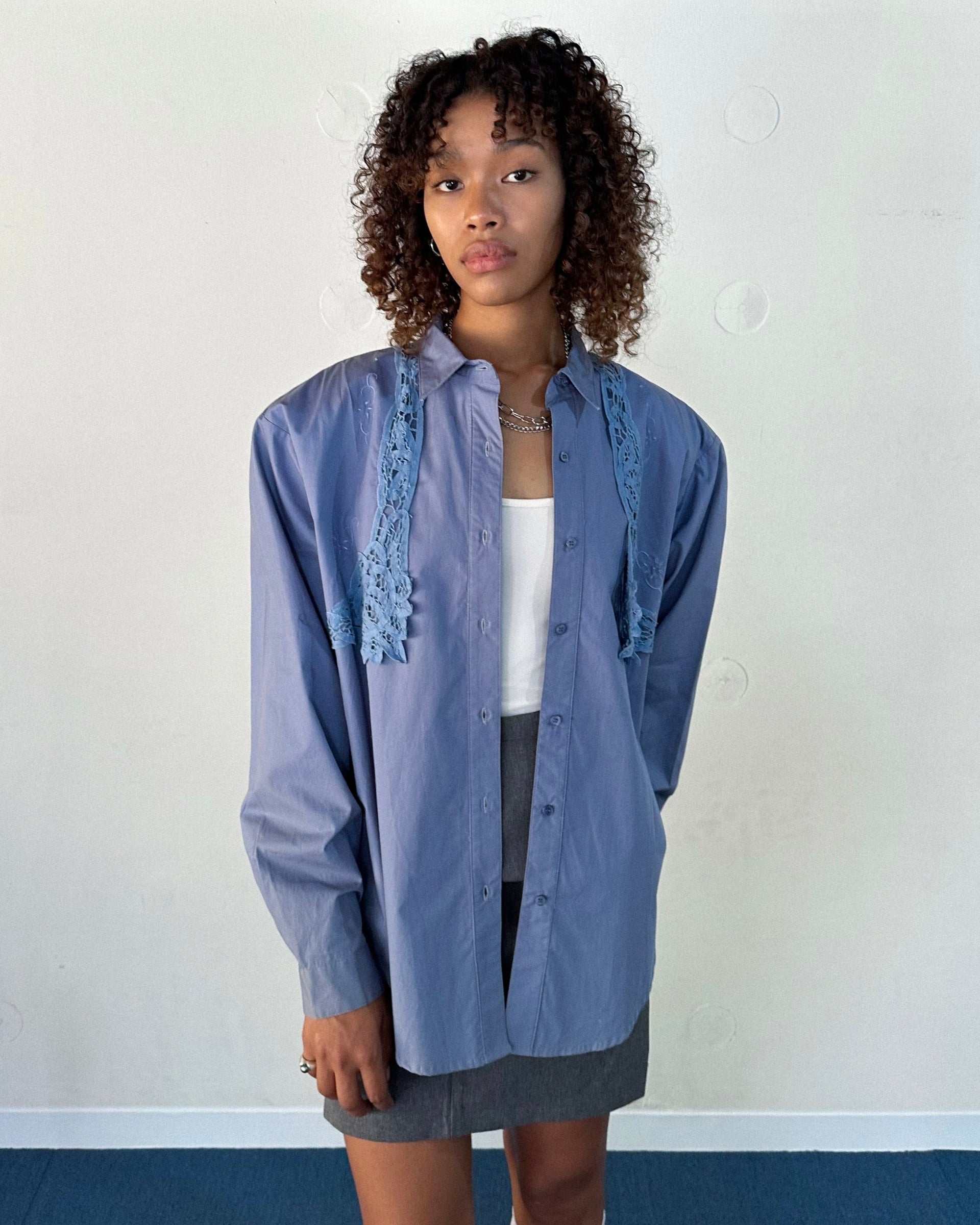 Steel Blue Shoulder Padded Shirt