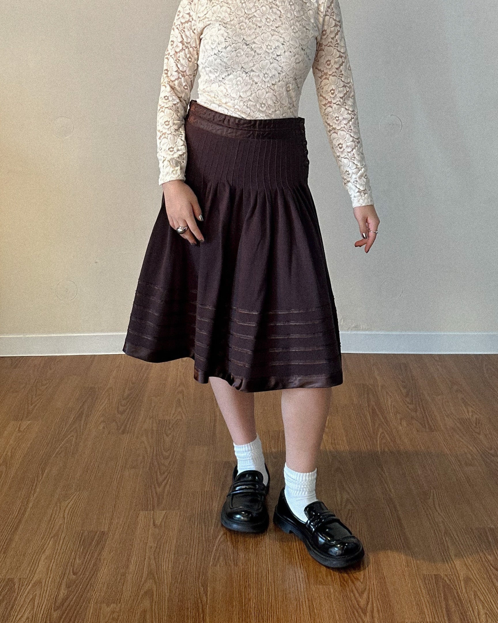 Brown Pleated Skirt