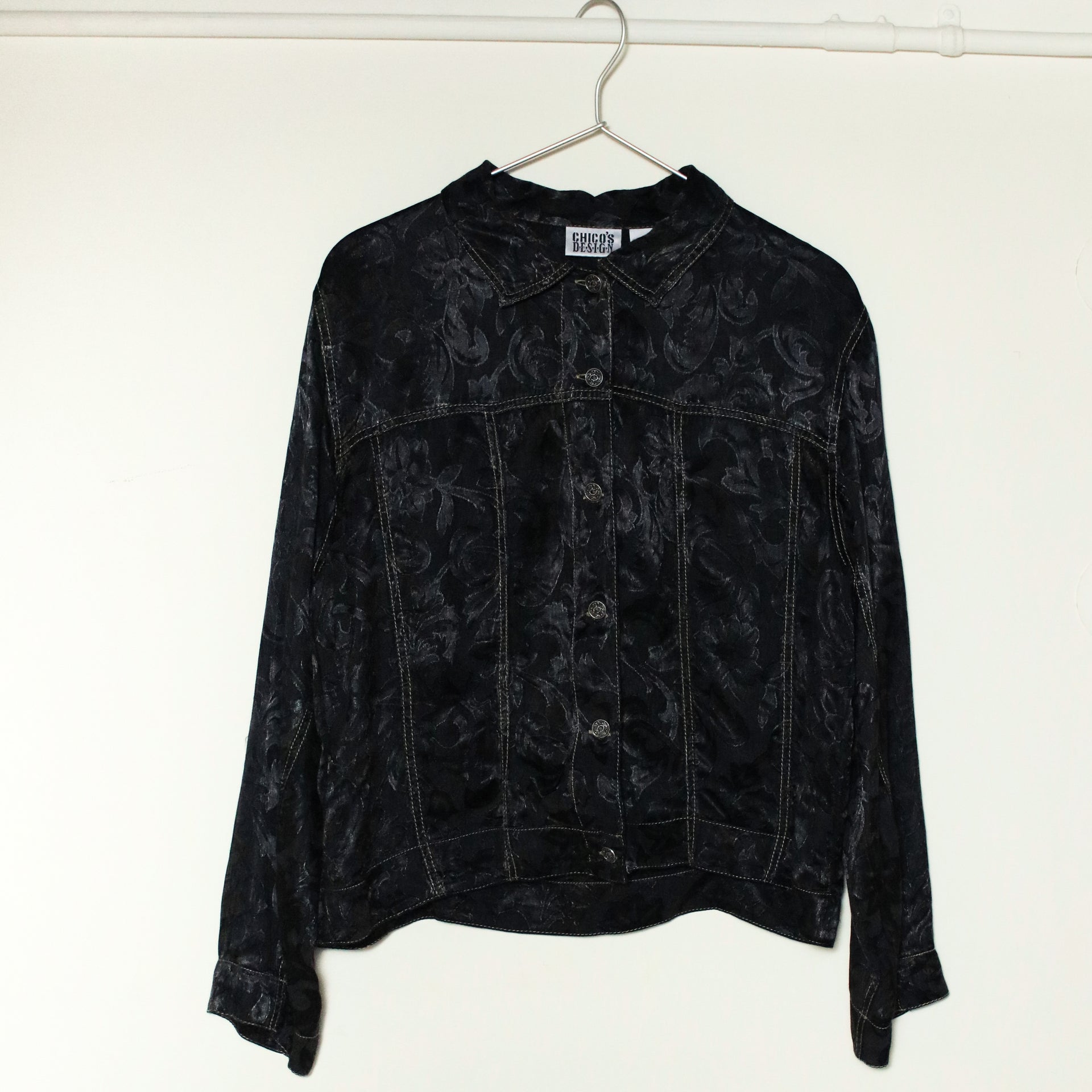 Silky Black Stitched Shirt