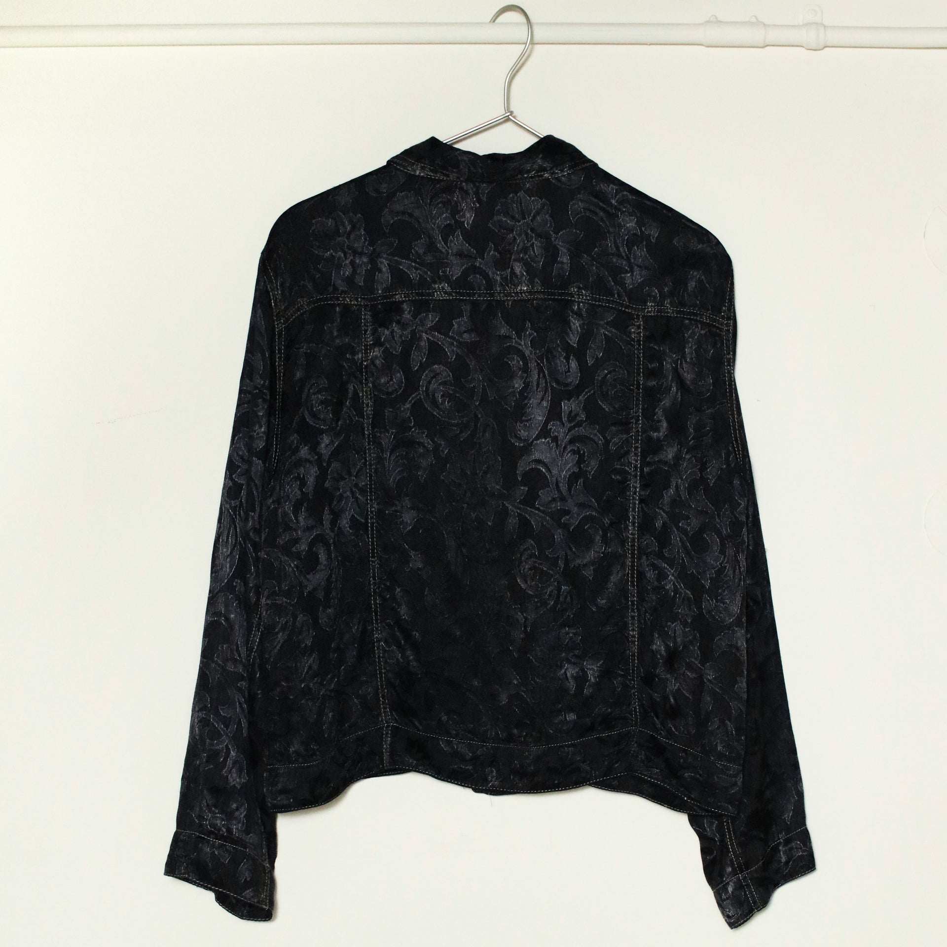 Silky Black Stitched Shirt